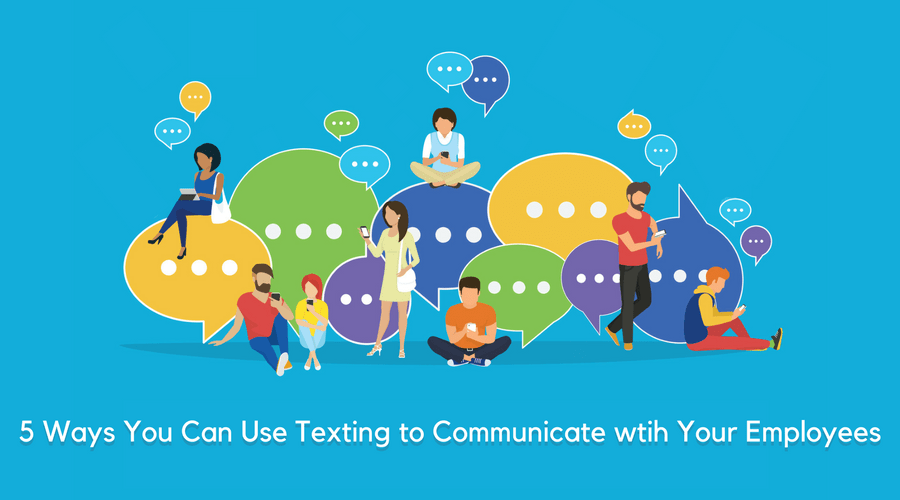 illustration of people texting surrounded by speech bubbles