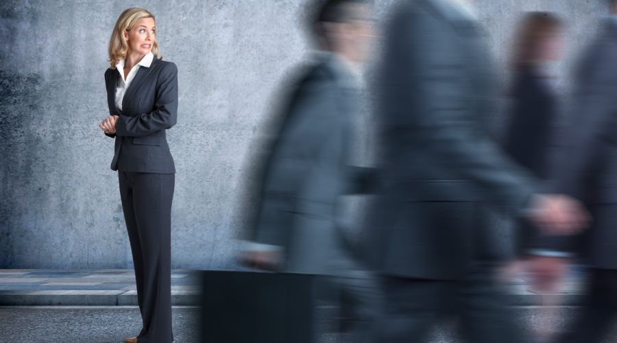 Small business owner looking concerned about her leadership skills