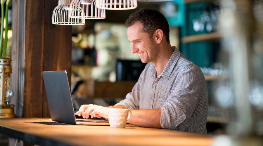 man reviewing information online using Workful’s document warehouse software