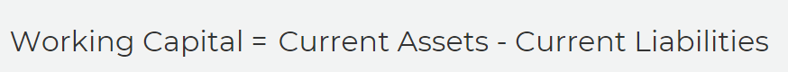 working capital equals current assets minus current liabilities